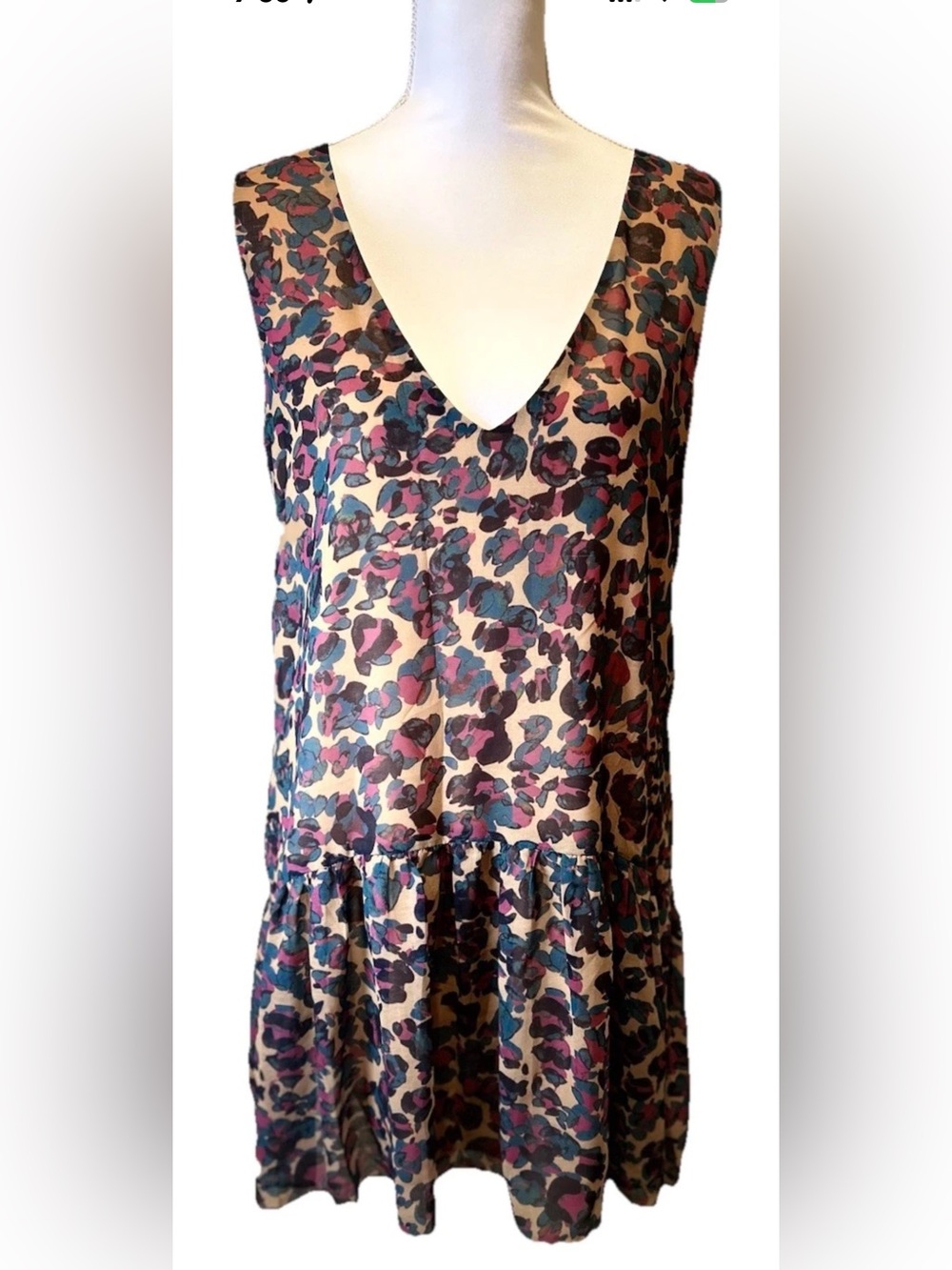 Chloe Oliver Multicolor Leopard Print Ruffle Drop Waist Mini Dress Anthropologie